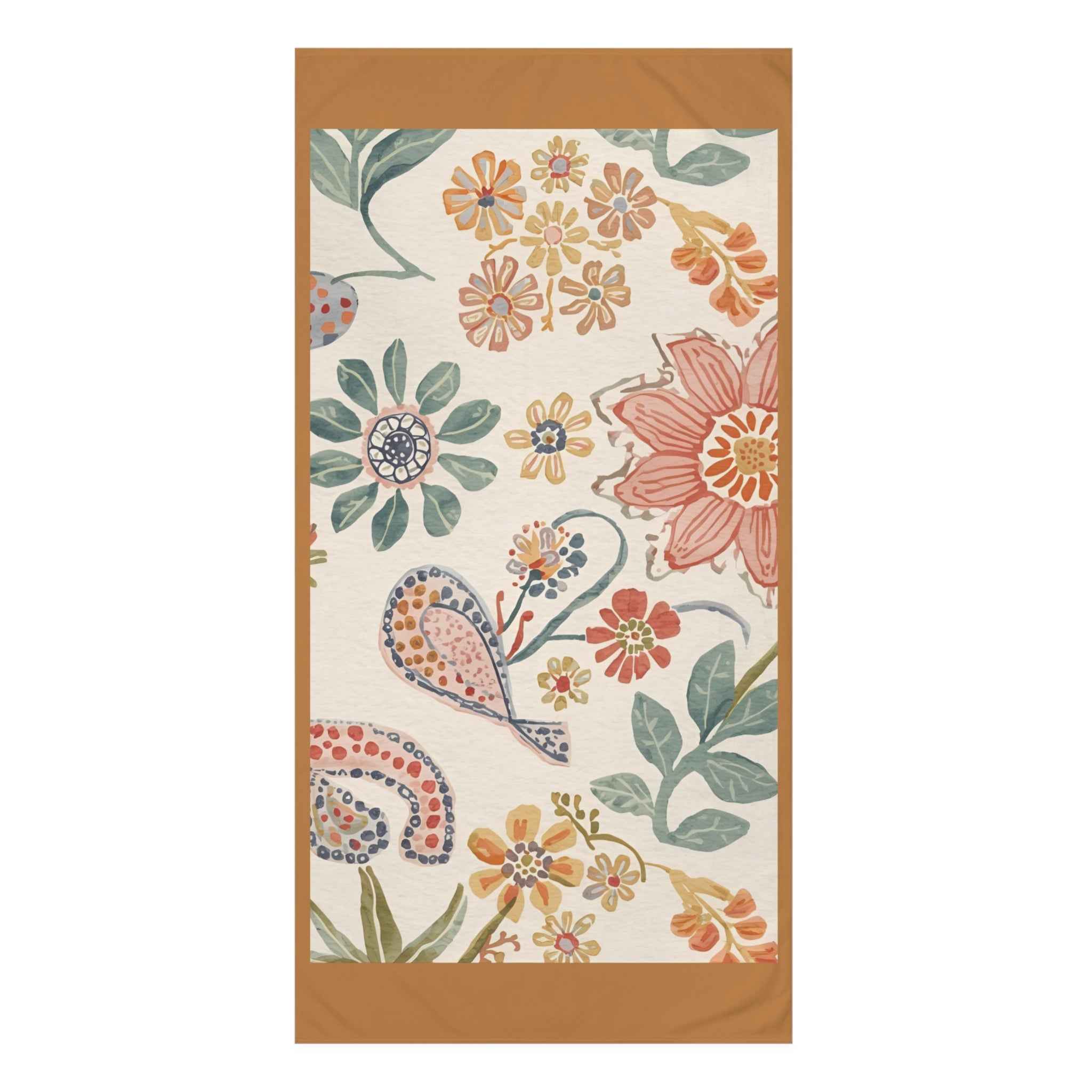Turkish Floral Mink-Cotton Towel – Soft & Decorative Beach/Bath Towel for Relaxation